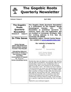 1  The Gogebic Roots Quarterly Newsletter Volume 5 Issue 4