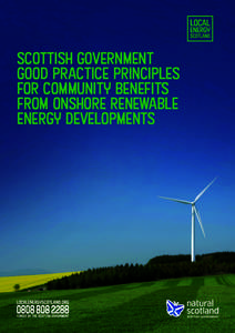 ScottIsh Government Good practIce prIncIples for CommunIty benefIts from Onshore renewable Energy developments