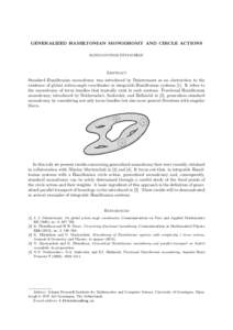 GENERALIZED HAMILTONIAN MONODROMY AND CIRCLE ACTIONS KONSTANTINOS EFSTATHIOU Abstract Standard Hamiltonian monodromy was introduced by Duistermaat as an obstruction to the existence of global action-angle coordinates in 
