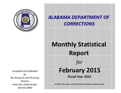 ALABAMA DEPARTMENT OF CORRECTIONS Monthly Statistical Report for