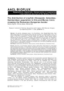 AACL BIOFLUX Aquaculture, Aquarium, Conservation & Legislation International Journal of the Bioflux Society The distribution of crayfish (Decapoda: Astacidae, Cambaridae) population in Cris and Mures rivers