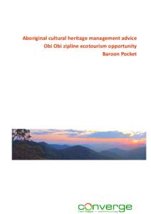 Aboriginal cultural heritage management advice for Obi Obi zipline ecotourism opportunity, Baroon Pocket.
