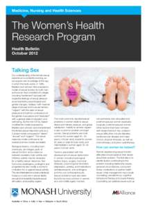 Medicine, Nursing and Health Sciences  The Women’s Health Research Program Health Bulletin October 2012