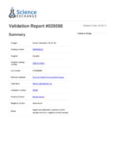 Validation Report #Summary Validation Badge  Antigen