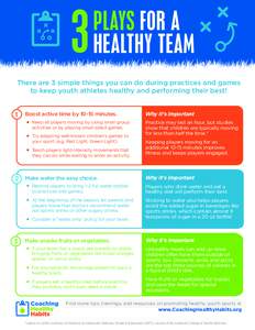 3  PLAYS FOR A HEALTHY TEAM  There are 3 simple things you can do during practices and games