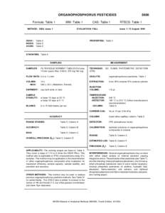 ORGANOPHOSPHORUS PESTICIDES Formula: Table 1 MW: Table 1  METHOD: 5600, Issue 1