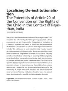 Localising De-institutionalistion The Potentials of Article 20 of the Convention on the Rights of the Child in the Context of Rajasthan, India  ASIA IN FOCUS