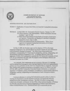 Secrecy / Assistant Secretary of Defense for Networks and Information Integration / Government / United States Department of Defense / United States Secretary of Defense / For Official Use Only / Classified information in the United States / Universal Core / United States government secrecy / National security / Controlled Unclassified Information