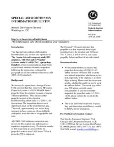 SPECIAL AIRWORTHINESS INFORMATION BULLETIN U.S. Department of Transportation