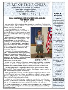 SPIRIT OF THE PIONEER A newsletter for the families and friends of the Eugene Pioneer Cemetery (Across from McArthur Court)  SPRING 2015