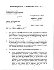 State v. Planned Parenthood of the Great Northwest : Opening Notice