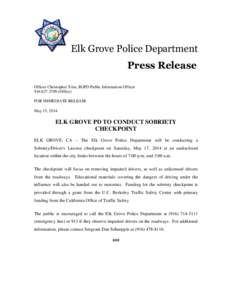 EGPD Press Release - Sobriety Checkpoint May 2014