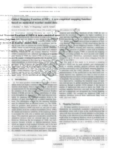 GEOPHYSICAL RESEARCH LETTERS, VOL. 33, LXXXXX, doi:2005GL025546, Global Mapping Function (GMF): A new empirical mapping function based on numerical weather model data