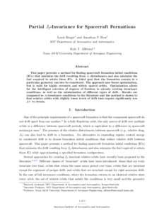 Partial J2-Invariance for Spacecraft Formations Louis Breger∗ and Jonathan P. How† MIT Department of Aeronautics and Astronautics Kyle T. Alfriend