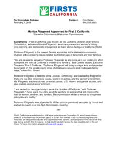Press Release - Monica Fitzgerald Joins First 5 California Commission