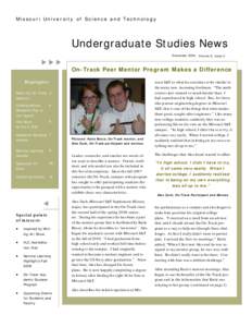 Missouri University of Science and Technology  Undergraduate Studies News DecemberVolume 6, Issue 2