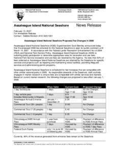 National Park Service U.S. Department of the Interior Assateague Island National Seashore