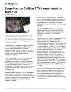 Large Hadron Collider 7 TeV experiment on March 30
