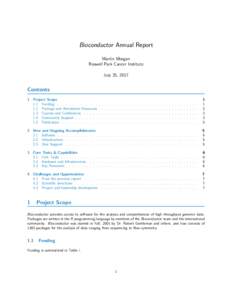 Bioconductor Annual Report Martin Morgan Roswell Park Cancer Institute July 25, 2017  Contents