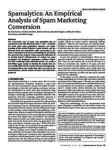 Spamalytics: An Empirical Analysis  of Spam Marketing Conversion
