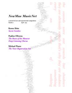 a journal of new and experimental composition Number 1 April[removed]Kunsu Shim