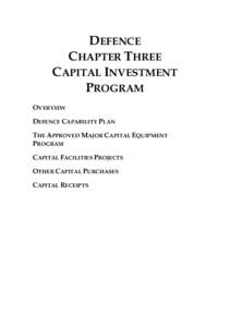DEFENCE CHAPTER THREE CAPITAL INVESTMENT PROGRAM OVERVIEW DEFENCE CAPABILITY PLAN