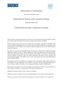 Memorandum of Understanding between the Secretariat of the Organization for Security and Co-operation in Europe and the Secretariat of the