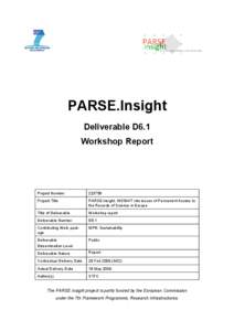 D6.1 Sustainability Workshop Report