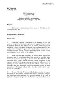 CB[removed])  For discussion on 26 July 2011 Bills Committee on Competition Bill