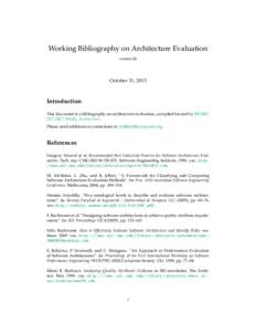 Working Bibliography on Architecture Evaluation version 0d October 31, 2013  Introduction