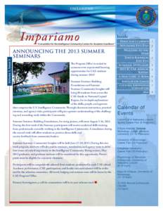 UNCLASSIFIED  Impariamo “ A newsletter for the Intelligence Community Centers for Academic Excellence”