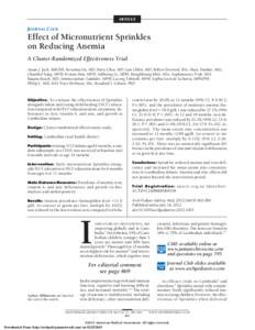 ARTICLE  JOURNAL CLUB Effect of Micronutrient Sprinkles on Reducing Anemia