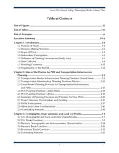 Lower Rio Grande Valley–Tamaulipas Border Master Plan  Table of Contents List of Figures ............................................................................................................................ iii 
