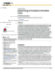 Kinetic Energy of Tornadoes in the United States