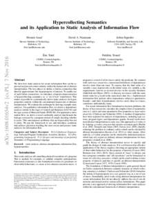 arXiv:1608.01654v2 [cs.PL] 7 NovHypercollecting Semantics and its Application to Static Analysis of Information Flow Mounir Assaf