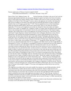 Southern Campaign American Revolution Pension Statements & Rosters Pension Application of Thomas Camel (Campbell) R1609 VA Transcribed and annotated by C. Leon Harris. Revised 15 July[removed]State of New York Madison Coun