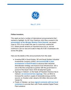 Business / Economy of the United States / Geography of Asia / General Electric / Power engineering / RCA / Rockefeller Center / Thomas Edison / Predix / Current / Jeffrey R. Immelt / Saudi Arabia