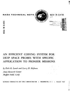 An efficient coding system for deep space probes with specific application to pioneer missions
