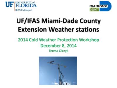 UF/IFAS Miami-Dade County Extension Weather stations 2014 Cold Weather Protection Workshop December 8, 2014 Teresa Olczyk