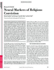PS YC HOLOGICA L SC IENCE  Research Article Neural Markers of Religious Conviction