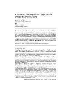 A Dynamic Topological Sort Algorithm for Directed Acyclic Graphs DAVID J. PEARCE