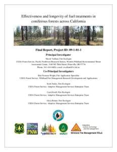 Effectiveness and longevity of fuel treatments in coniferous forests across California