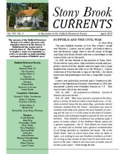 Stony Brook  CURRENTS Vol. VIII, No. 2  A Newsletter of the Suffield Historical Society