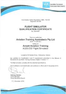 Flight Simulator Qualification Certificate No. AUS-44/7