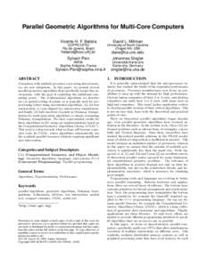 Parallel Geometric Algorithms for Multi-Core Computers Vicente H. F. Batista David L. Millman  COPPE/UFRJ