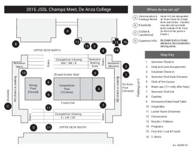 2016 JSSL Champs Meet, De Anza College  Where do we set up? A Greenmeadow &  Saratoga Woods