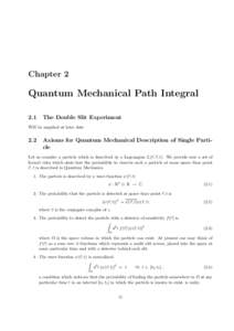 Chapter 2  Quantum Mechanical Path Integral 2.1  The Double Slit Experiment