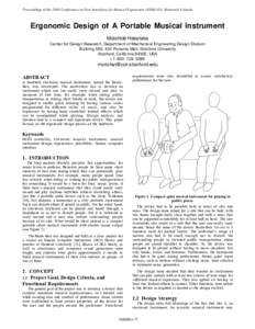 Proceedings of the 2003 Conference on New Interfaces for Musical Expression (NIME-03), Montreal, Canada  Ergonomic Design of A Portable Musical Instrument Motohide Hatanaka Center for Design Research, Department of Mecha