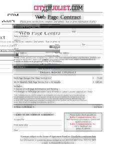 Web Page Contract (Please print out this form, complete, and submit. Type or print information clearly.) CUSTOMER INFORMATION : Contact Person:  Title: