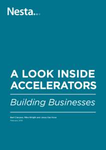 A LOOK INSIDE ACCELERATORS Building Businesses Bart Clarysse, Mike Wright and Jonas Van Hove February 2015